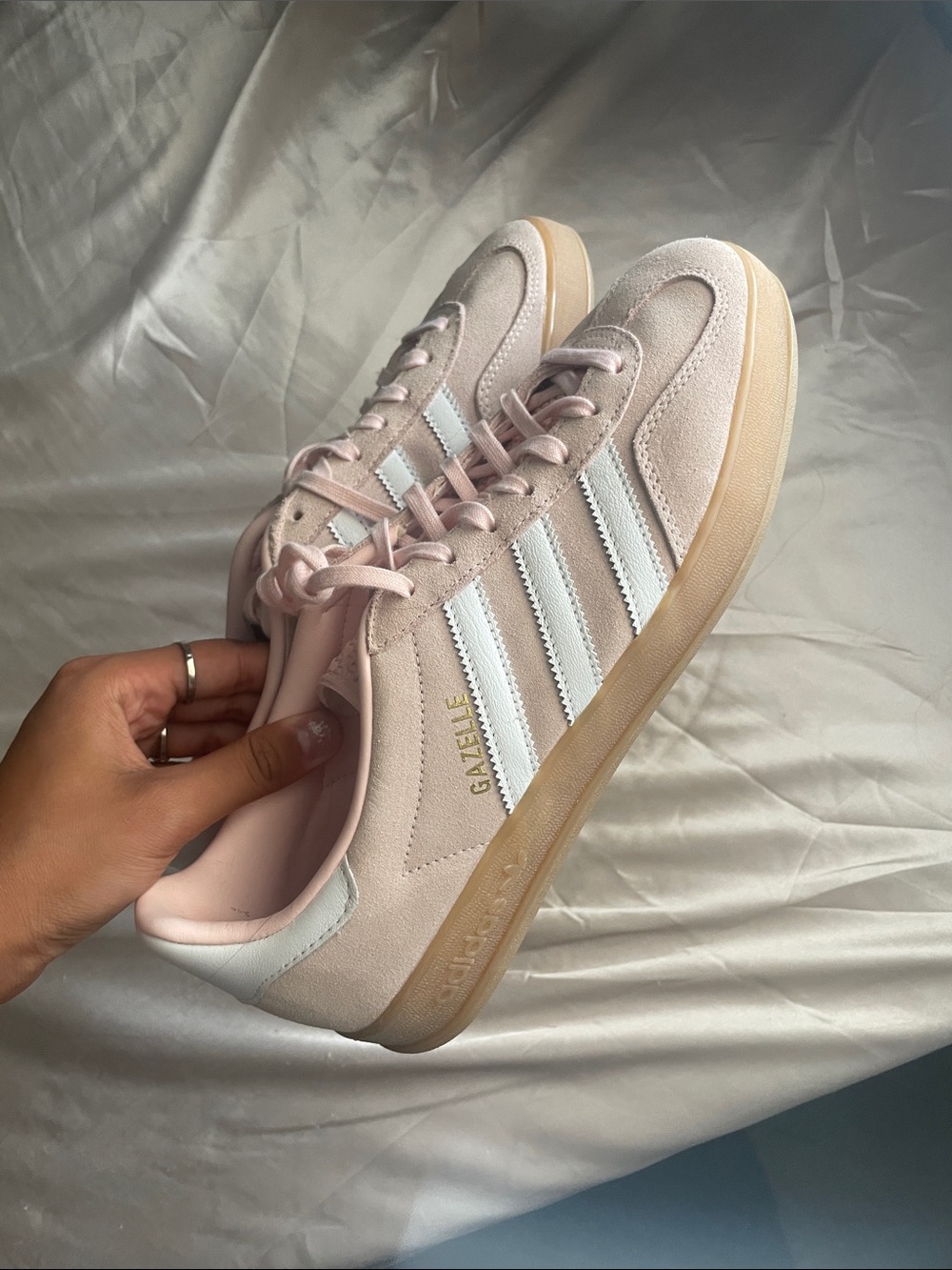 adidas Gazelle Pink Suede Sneakers with White Stripes